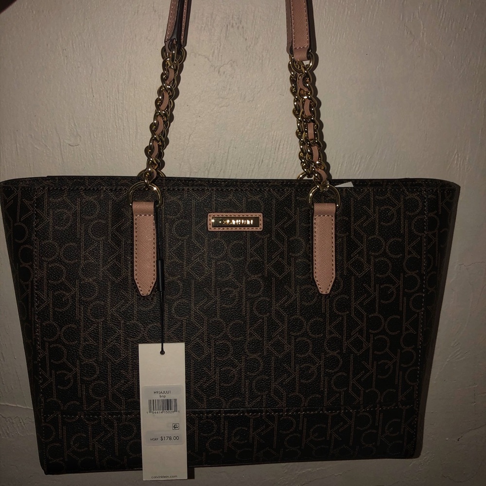 Brown Signature Pindot Logo Tote